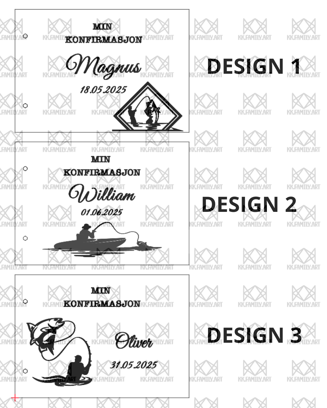 Min Konfirmasjon – gjestebok, fotoalbum-Fiskestil KK FAMILY ART