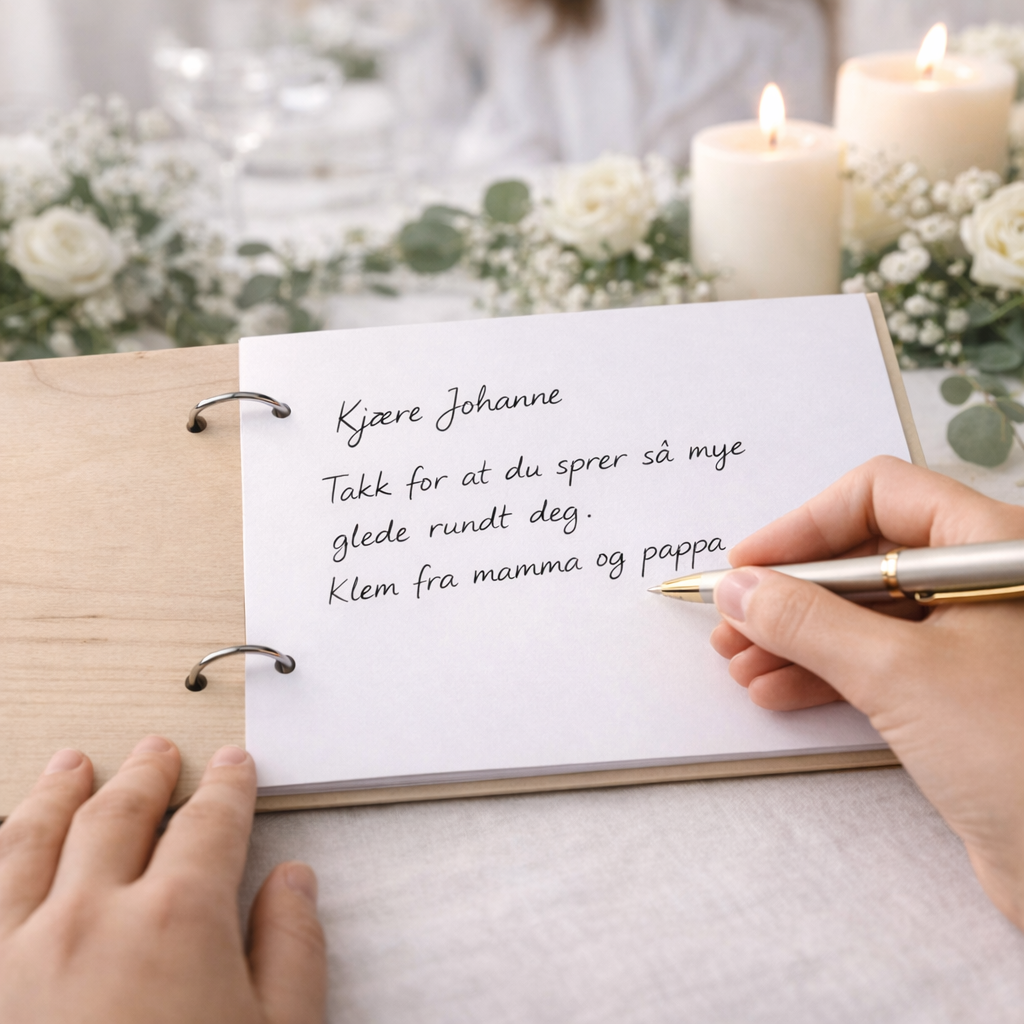 Gjestebok skrive personlige ord til konfirmanten.