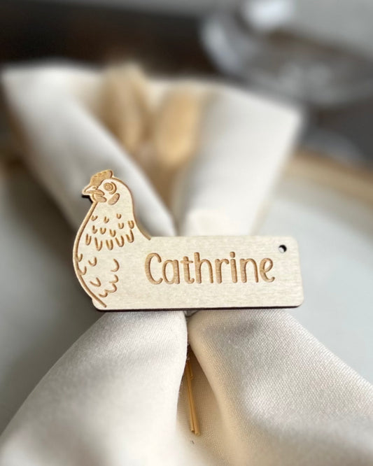 Personlig Bordkort med høne KK FAMILY ART