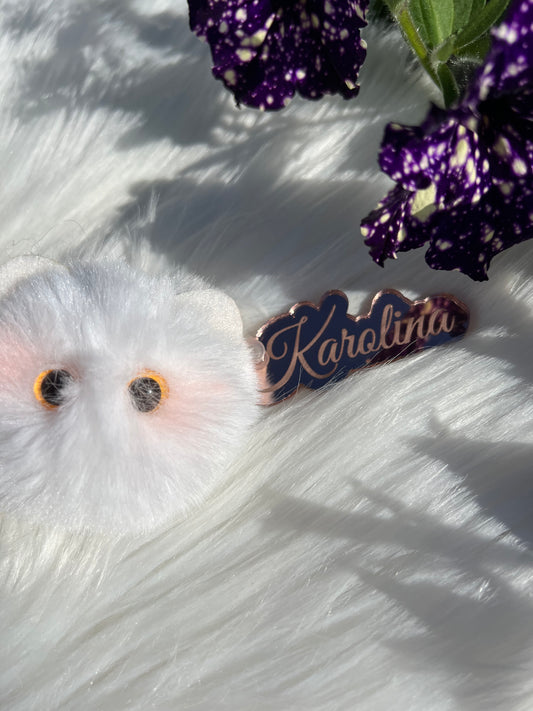 Personlig nøkkelring med navn og søt katteanheng