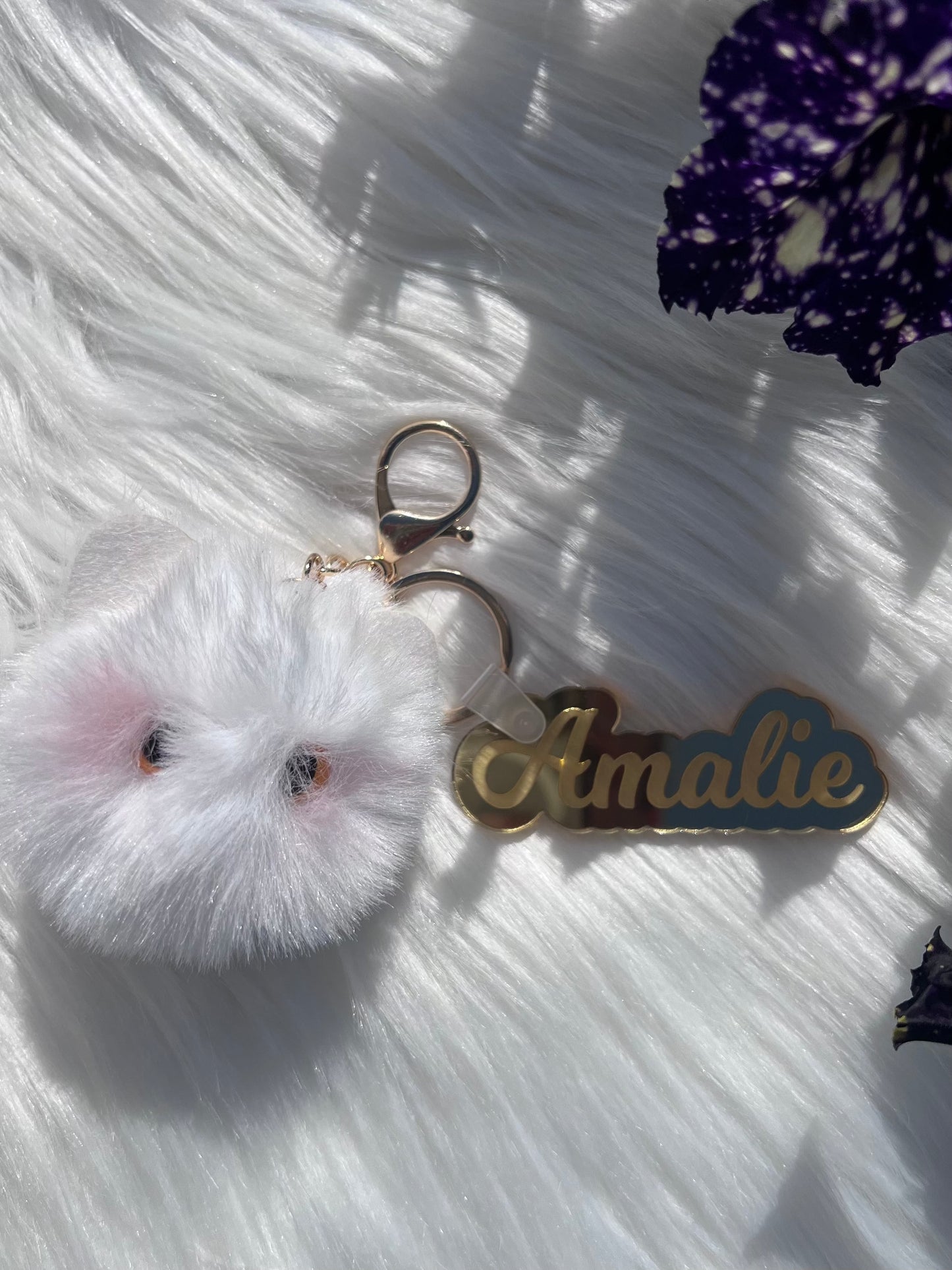 Personlig nøkkelring med navn og søt katteanheng KK FAMILY ART