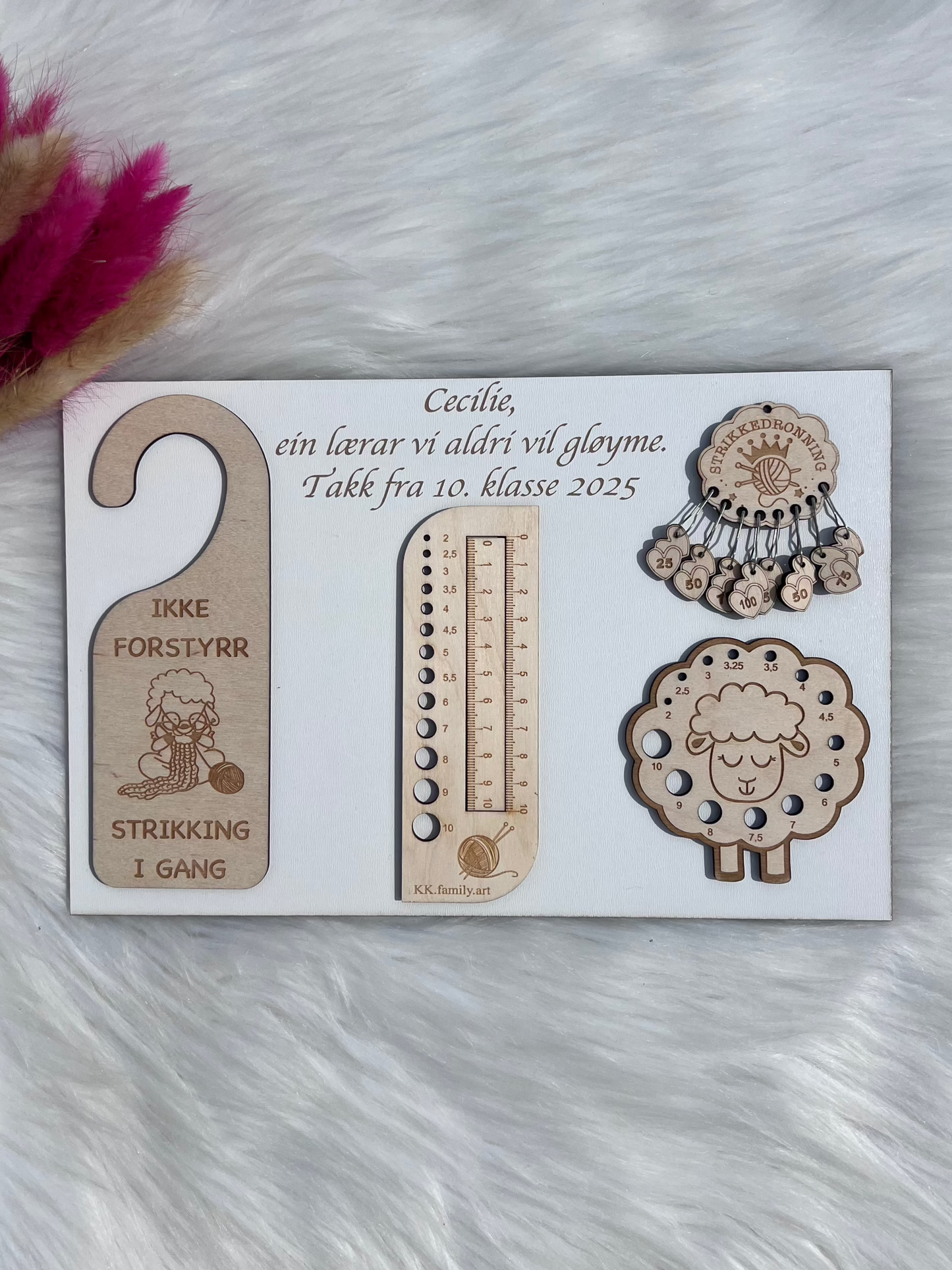 Gavesett til strikkeentusiaster-personlig KK FAMILY ART