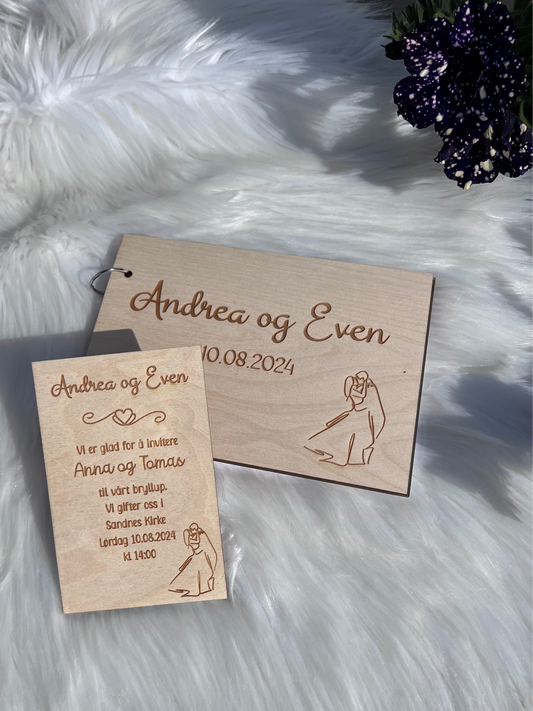 Personlig bryllupsinvitasjon i tre – gravert med kjærlighet