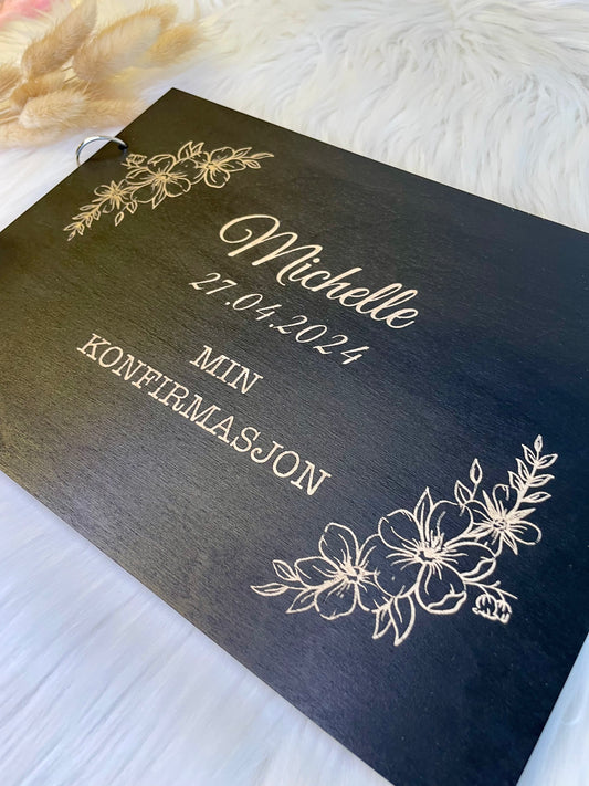 Min Konfirmasjon – gjestebok, fotoalbum-blomster