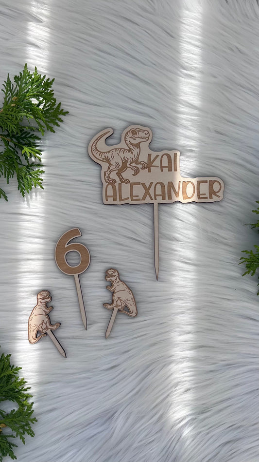 Kaketopper Personlig dinosaurusdesign KK FAMILY ART