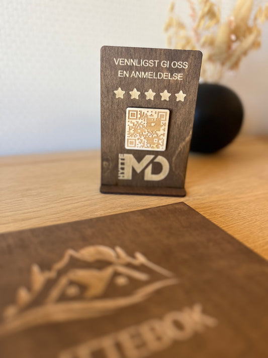 Skilt med QR-kode til Google Reviews