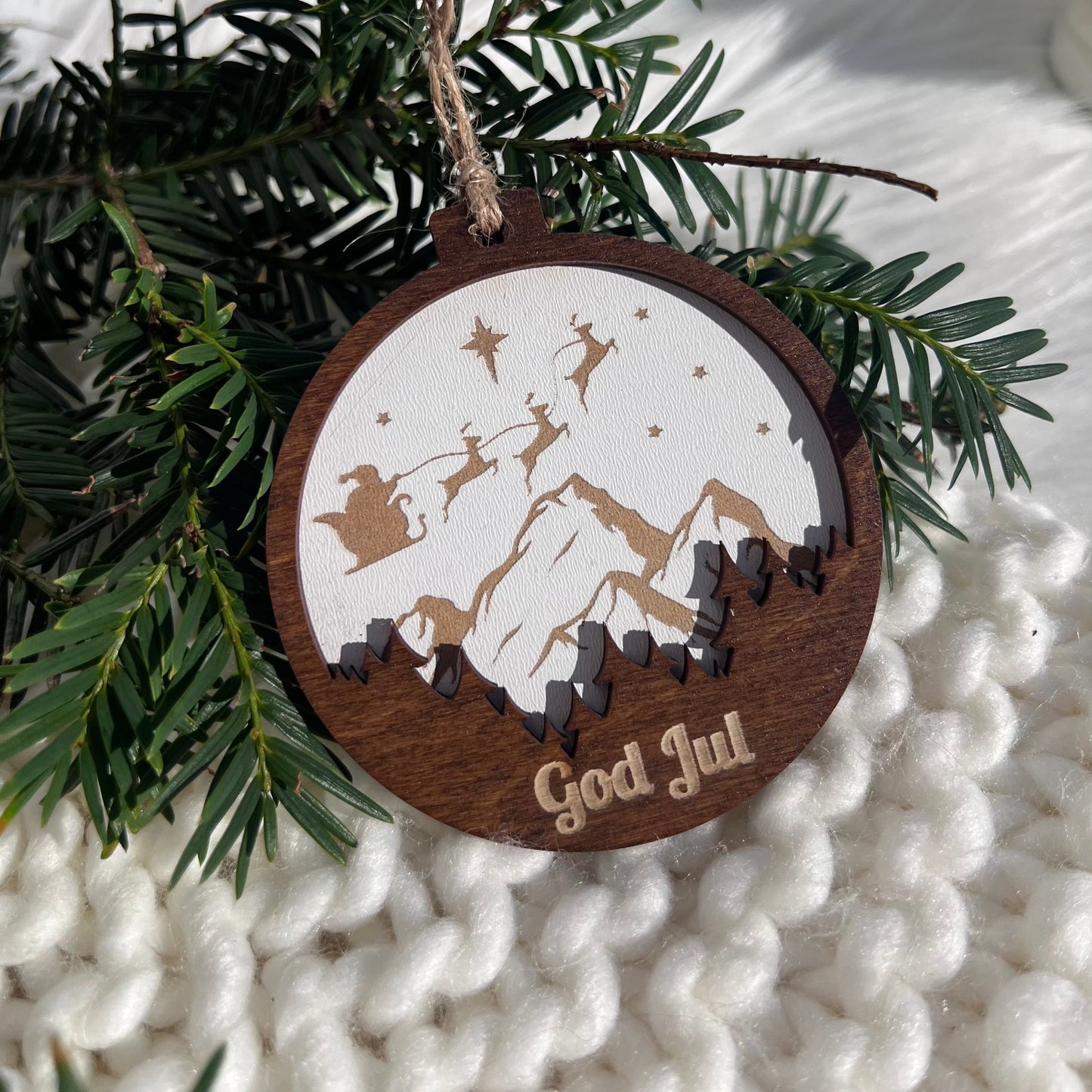 Personlig julepynt i tre (d8) KK FAMILY ART