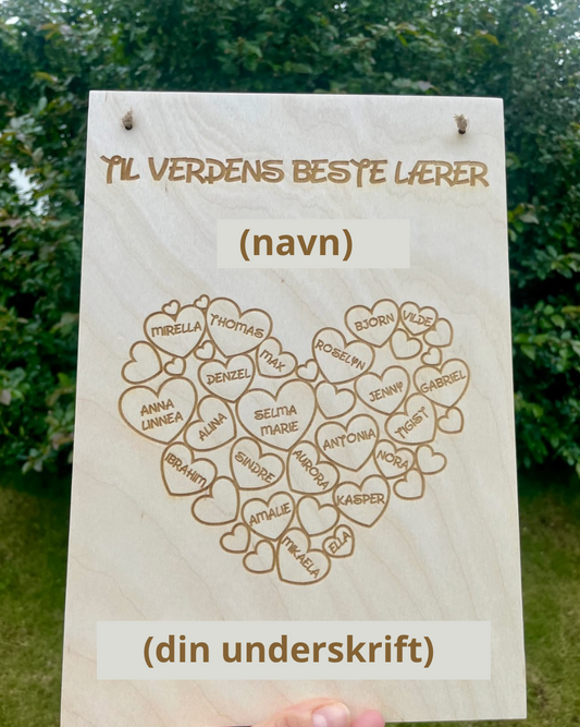 Personlig gave til lærer hjerte KK FAMILY ART