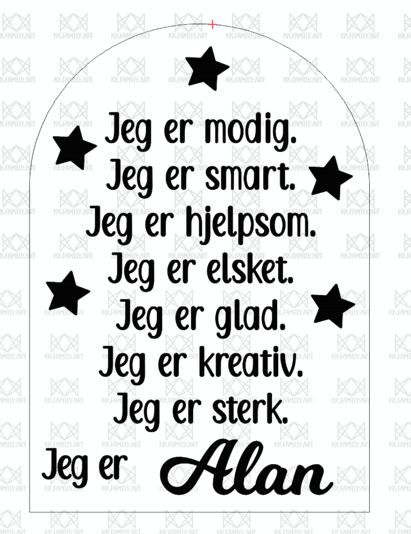"Jeg er"-tavle med positive affirmasjoner - stjerner 3D KK FAMILY ART