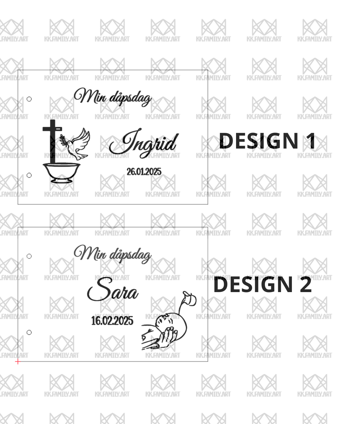 Personlig Gjestebok til Dåp KK FAMILY ART