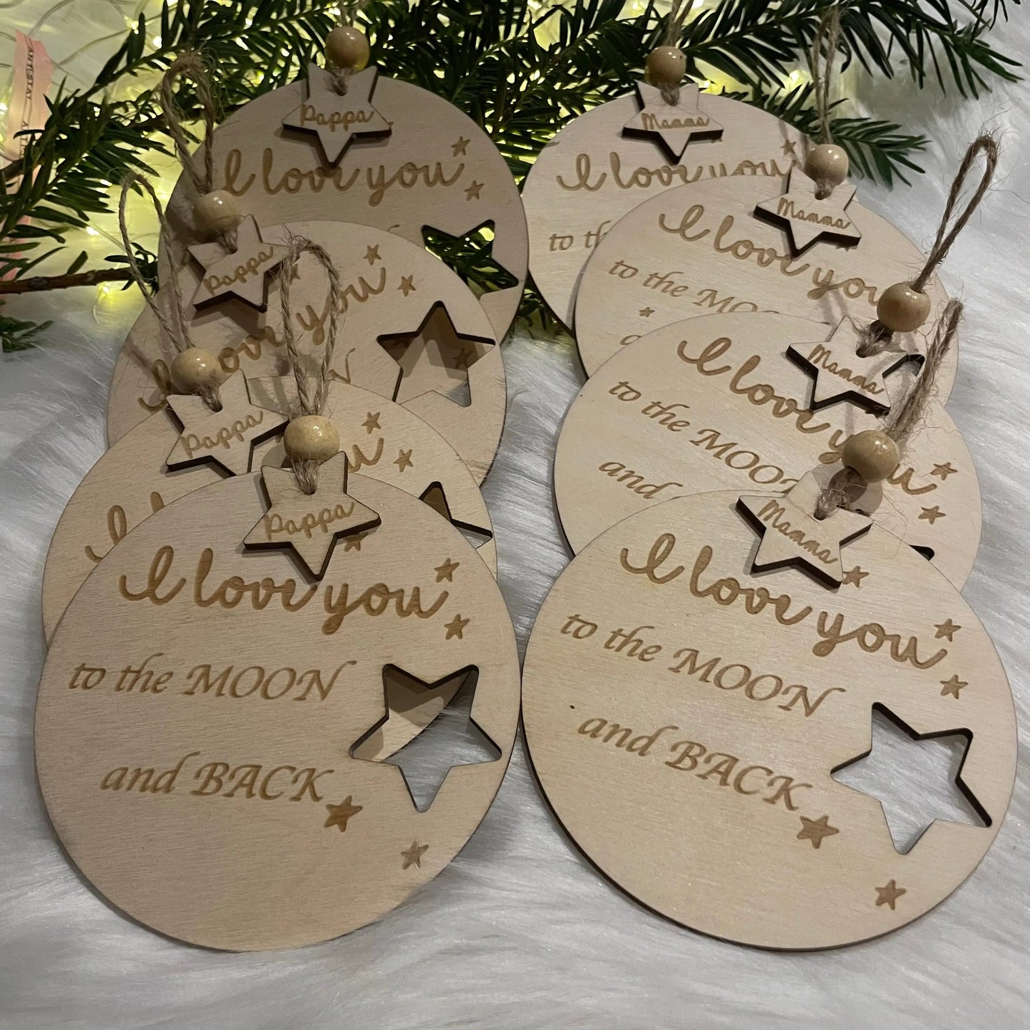 "I love you to the moon and back" - Personlig trepynt KK FAMILY ART