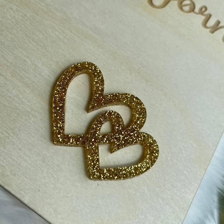 Gjestebok med glitter hjerter/ringer