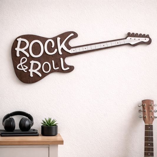 rock and roll gitar veggdekor i tre