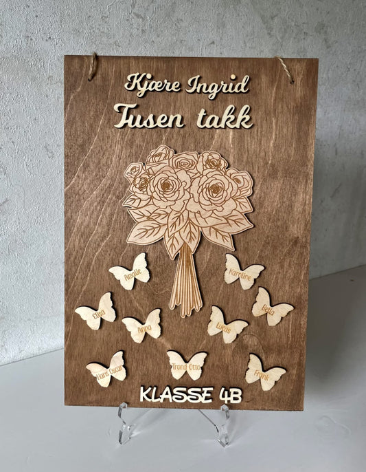 Personlig gave til lærer med blomster