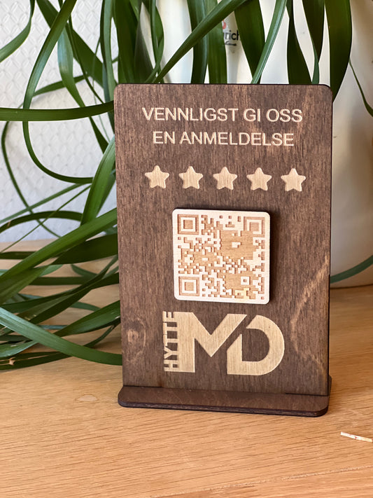 Skilt med QR-kode til Google Reviews