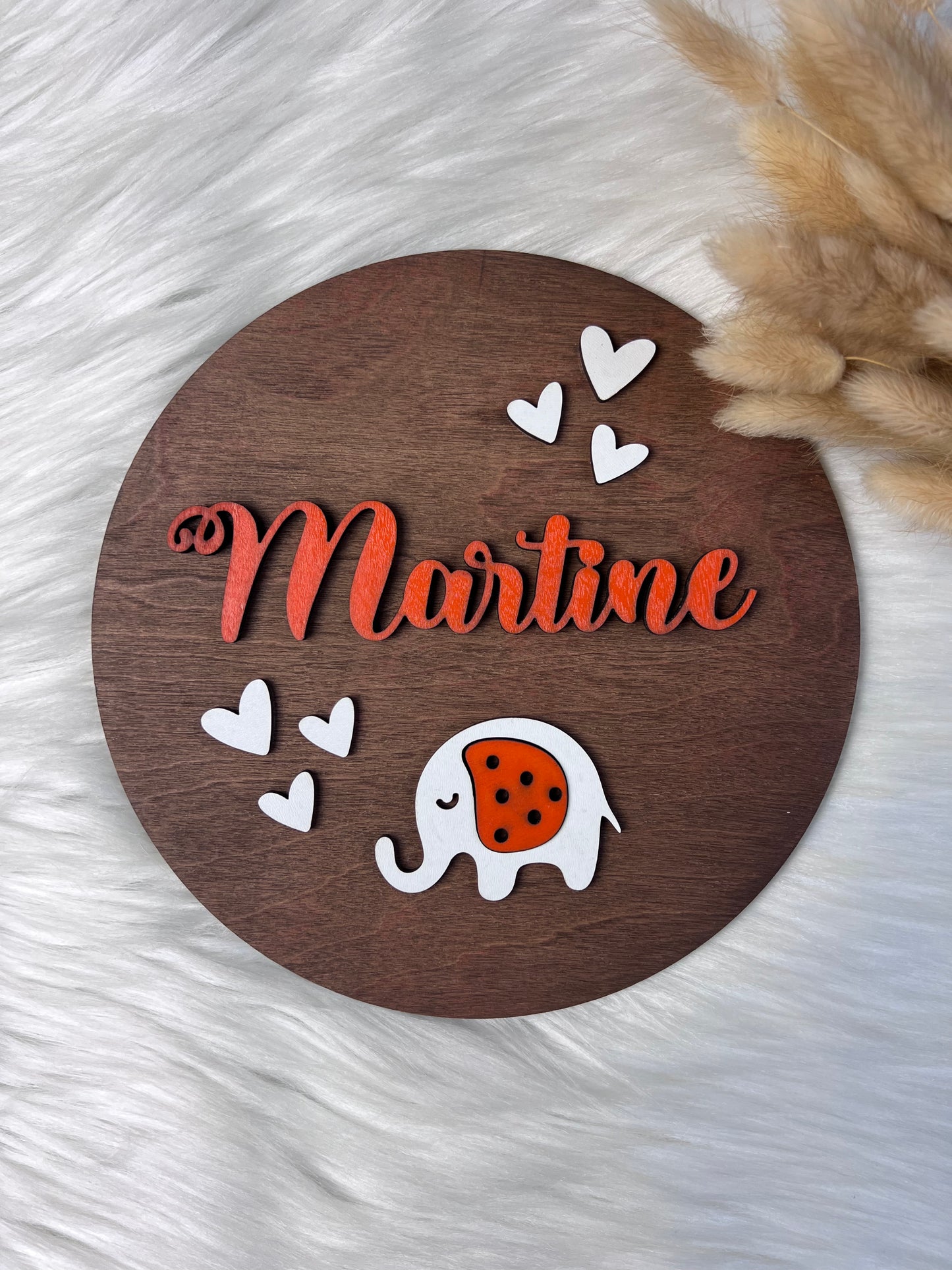Barnerom-navneskilt med elefant Martine