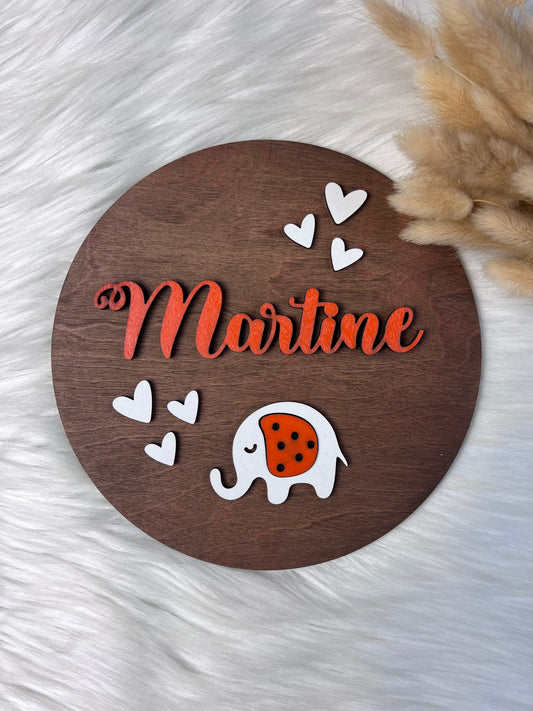 Barnerom-navneskilt med elefant Martine
