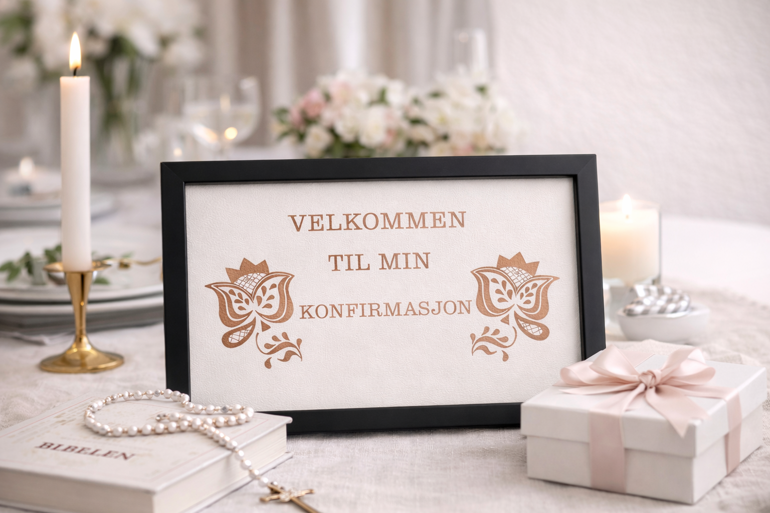 konfirmasjonsskilt i svart ramme Sunnmørsbunad
