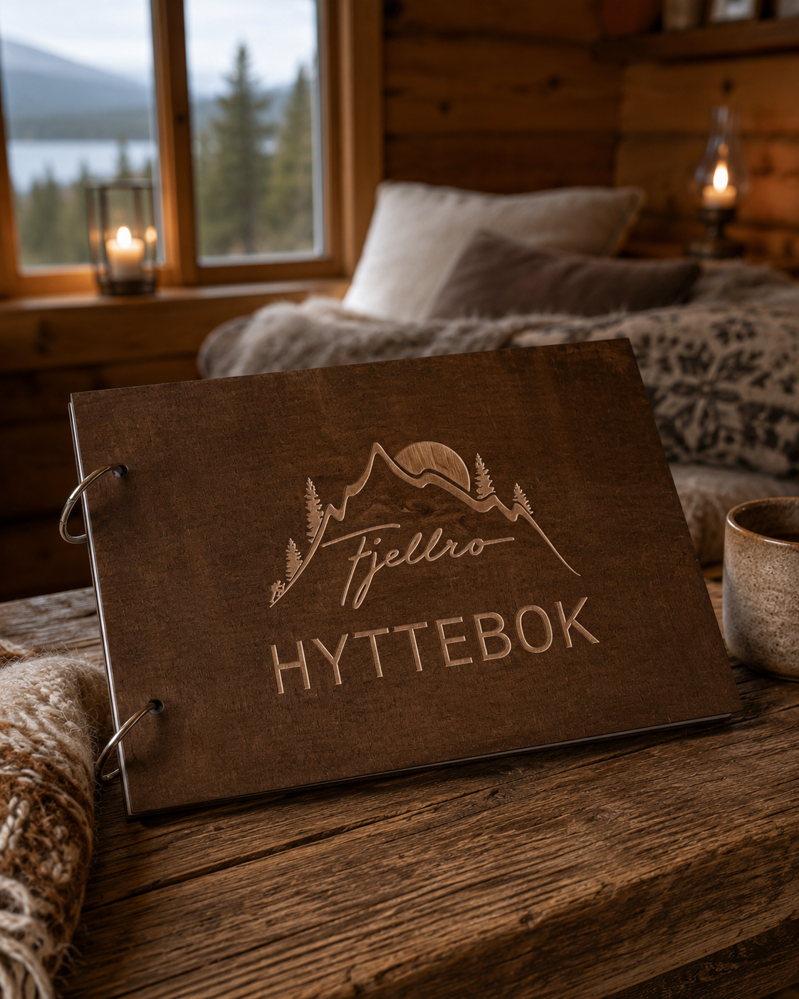 hyttebok med logo personlig