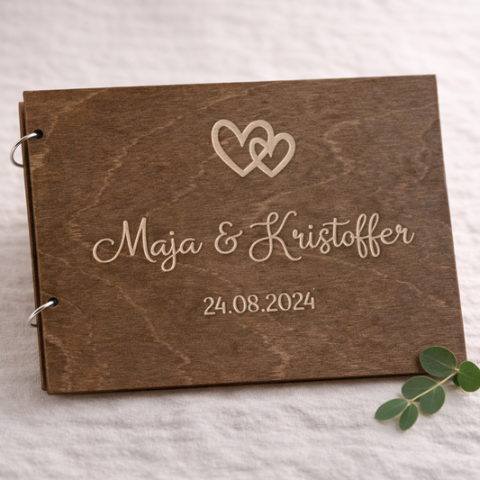 personlig bryllup gjestebok romantisk design kk family art