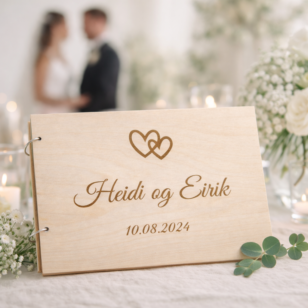 bryllup gjestebok med ringer som kan åpnes for flere sider