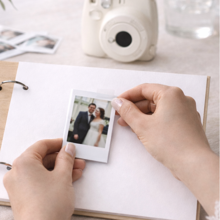 innside av gjestebok bryllup med 250g papir INSTAX  BILDER KK FAMILY ART
